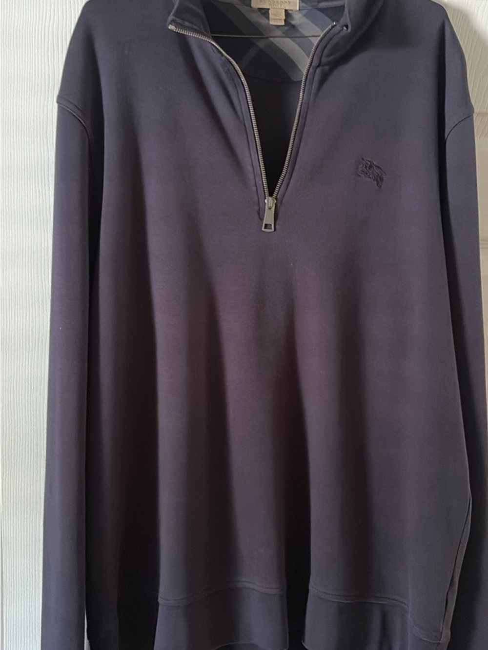 Burberry Brit Men's Dark Black Quarter-Zip Pullover Sweatshirt Xl